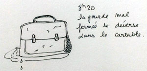 Le cartable a une petite vessie