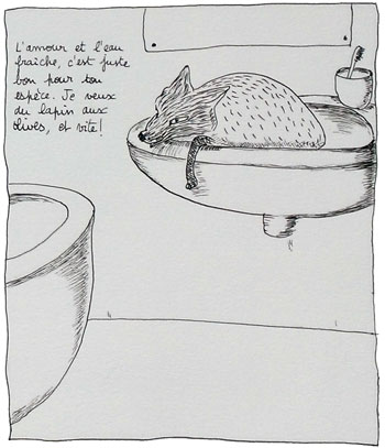 Renard au lavabo