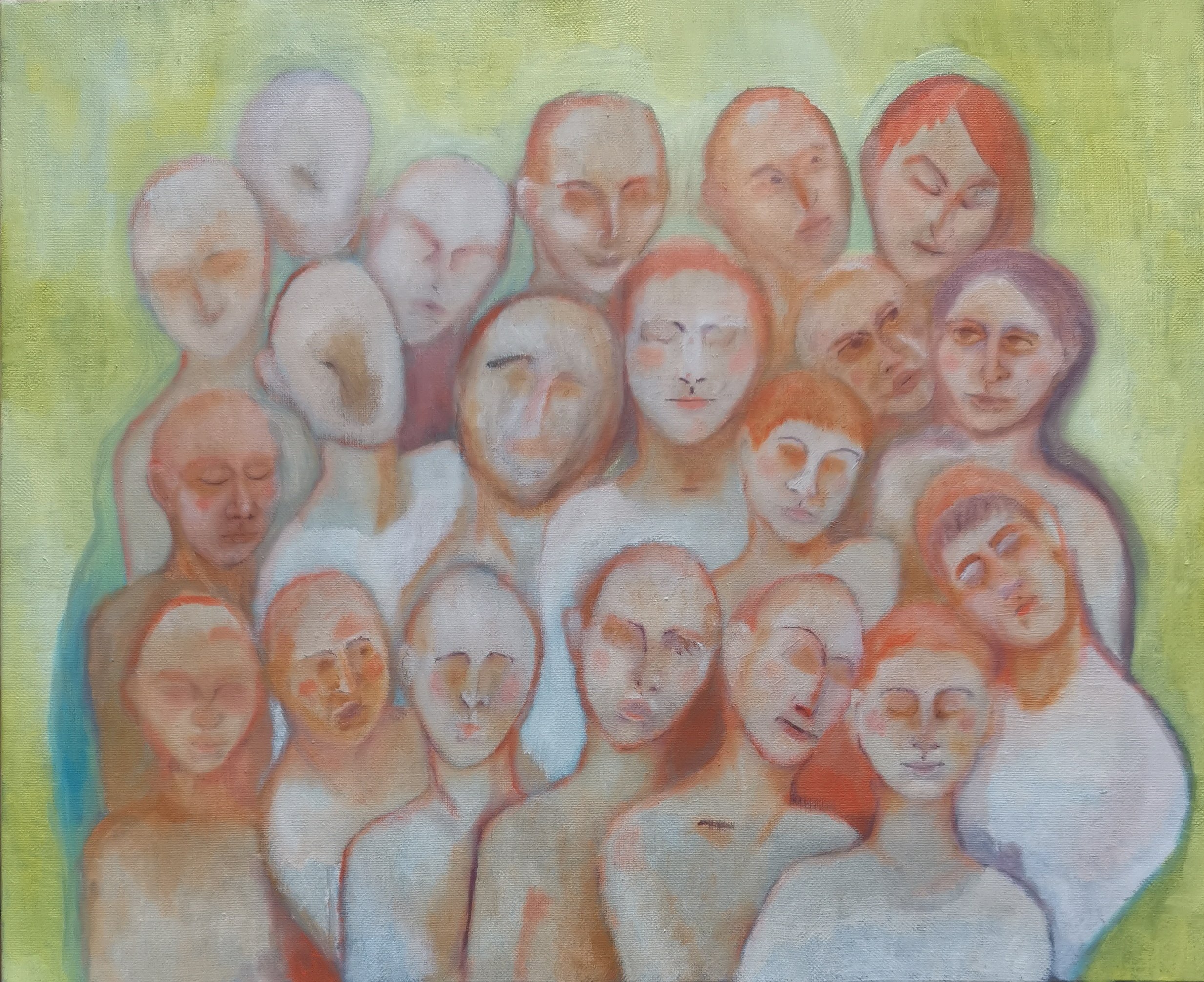 La petite foule concernée - Peinture de Pauline Buzy